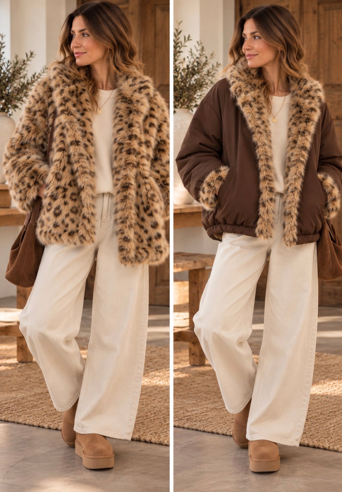 Manteau réversible léopard